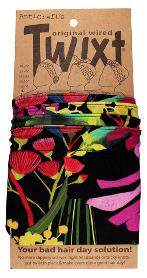 Native Floral Bright on Black  - Twixt / Wired Head Wrap