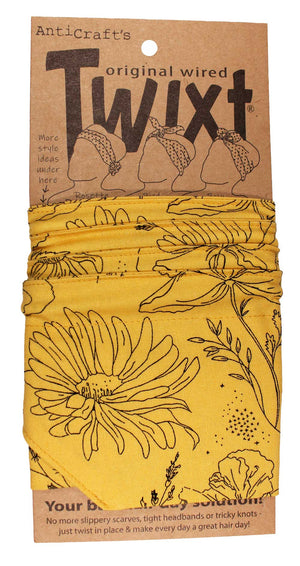 Floral Outline in Mustard - Twixt / Wired Head Wrap