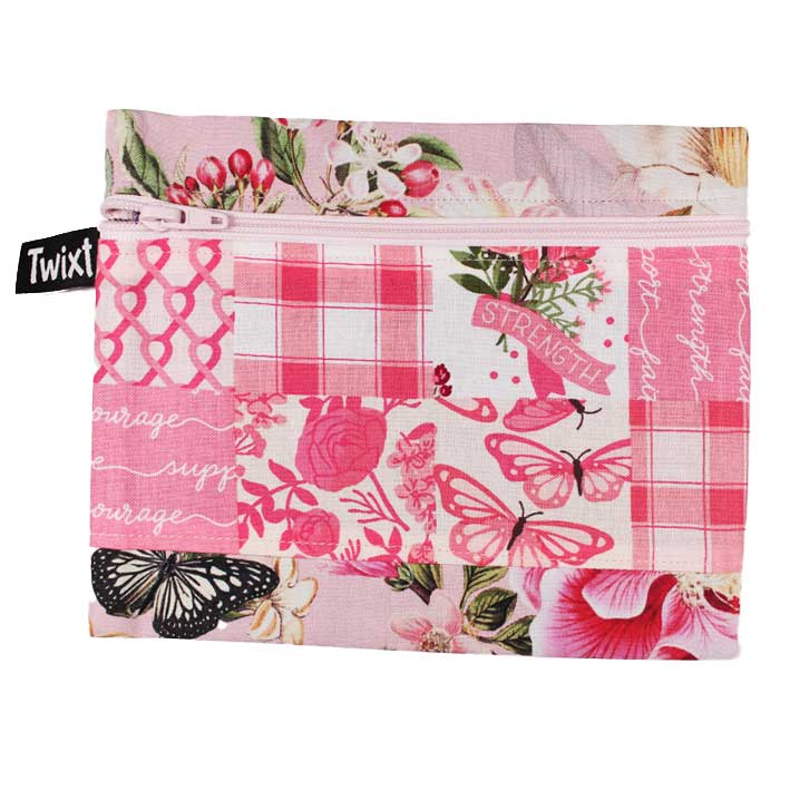 Patchwork / Floral for Breast Cancer Awareness - Storage Pouch