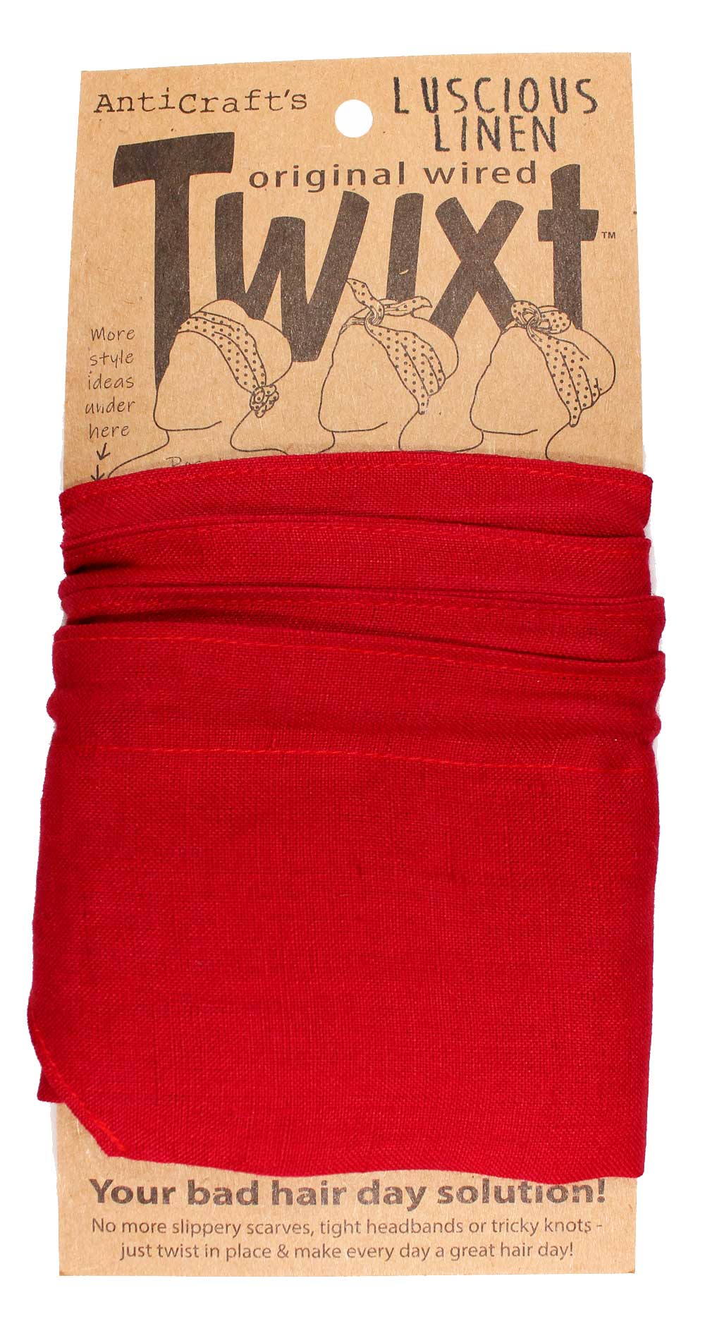 Plain Red Linen - Twixt / Wired Head Wrap