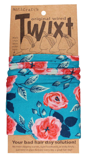 Roses on Blue - Twixt / Wired Head Wrap