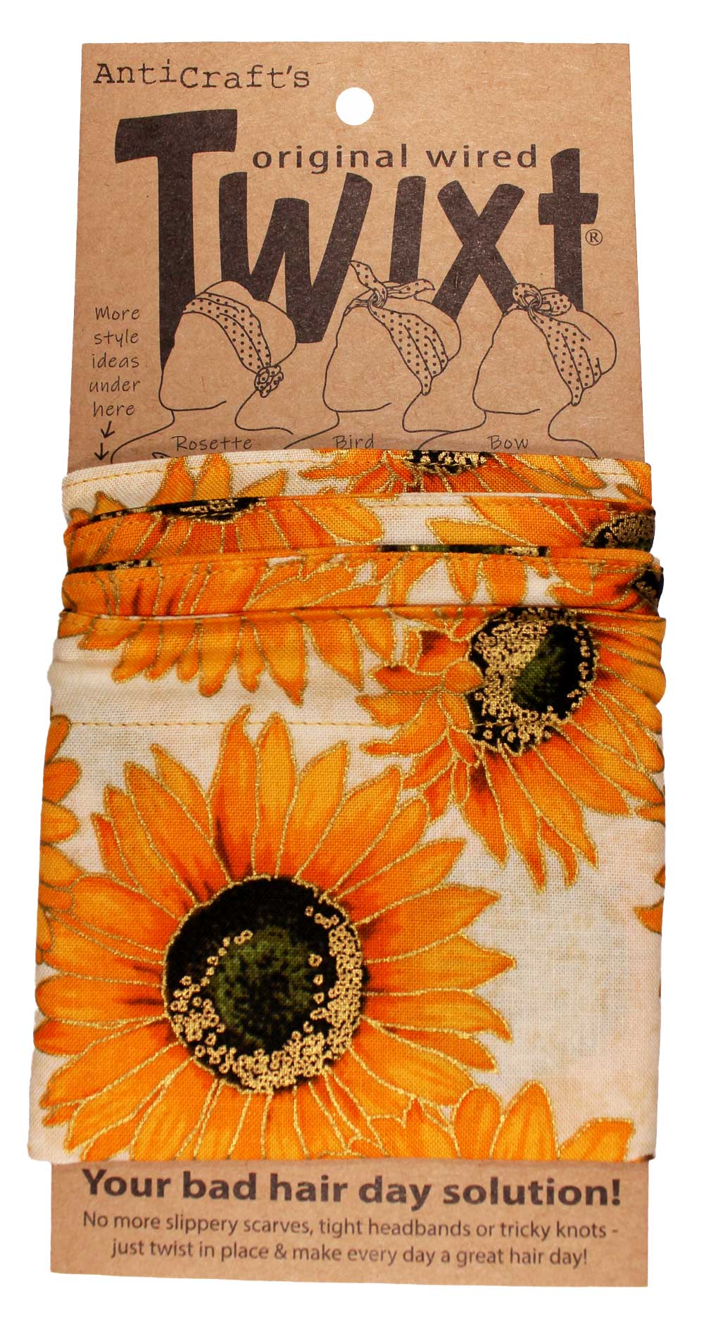 Sunflowers with Gold Metallic - Twixt / Wired Head Wrap