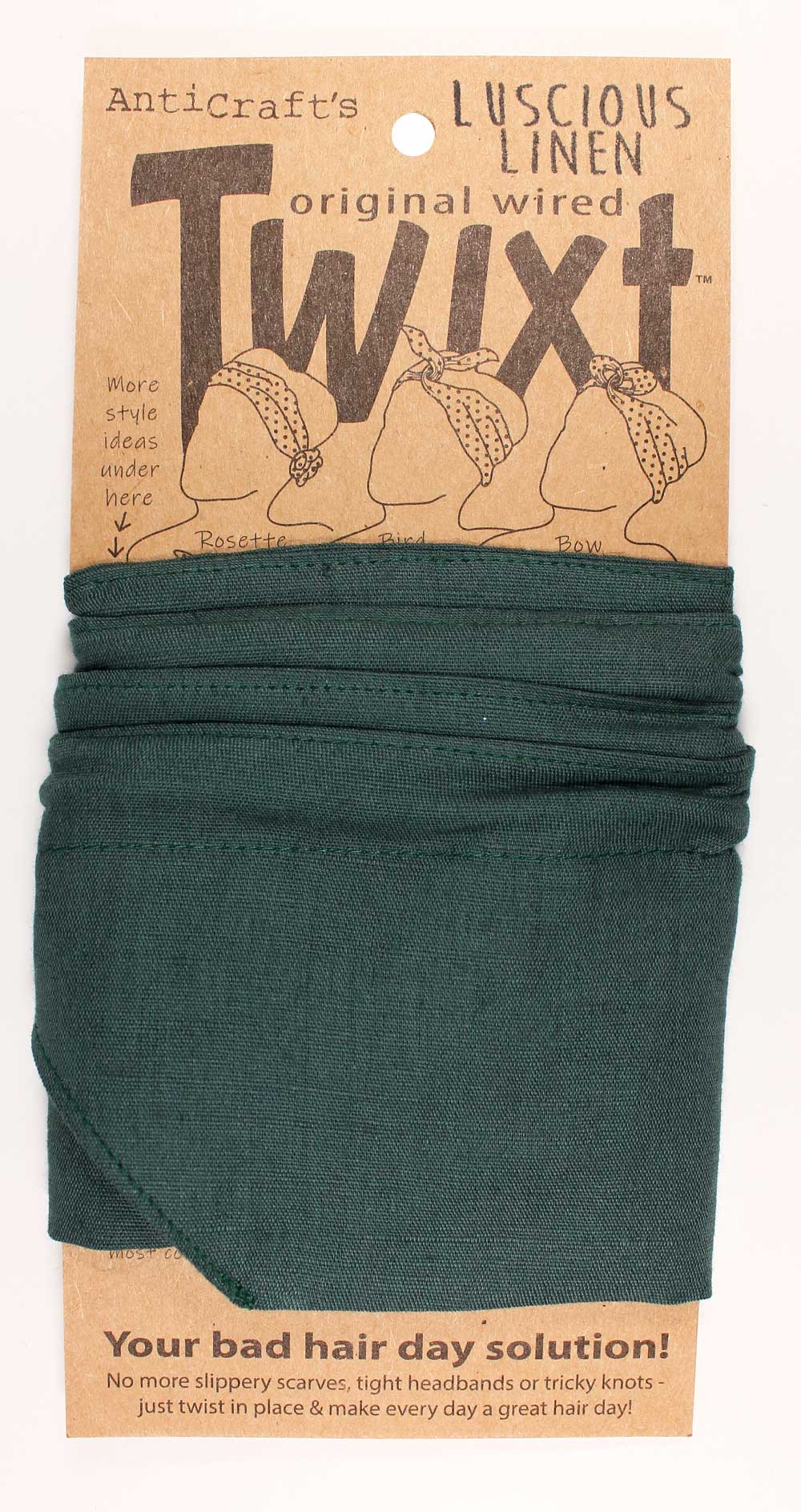 Plain Teal Green Linen - Twixt / Wired Head Wrap