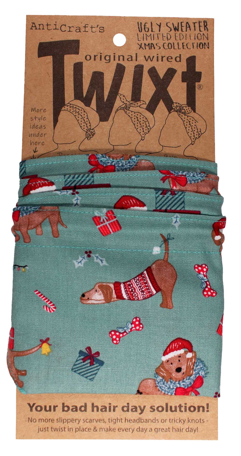 Xmas Dogs on Green - Limited Edition Ugly Sweater Xmas Collection - Twixt / Wired Head Wrap