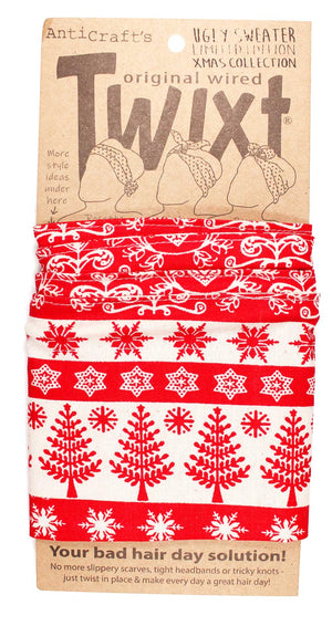 Ugly Sweater Christmas Tree Stripe in Red - Limited Edition Ugly Sweater Xmas Collection - Twixt / Wired Head Wrap